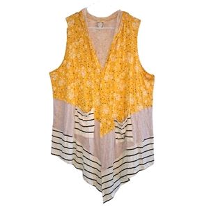 NEW Tru Self Open Front Hooded Sleeveless Colorblock Cardigan Plus Size 2XL